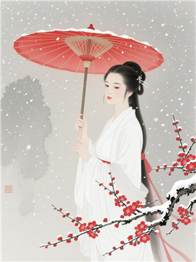 水墨晕染古风美女绘画作品图片